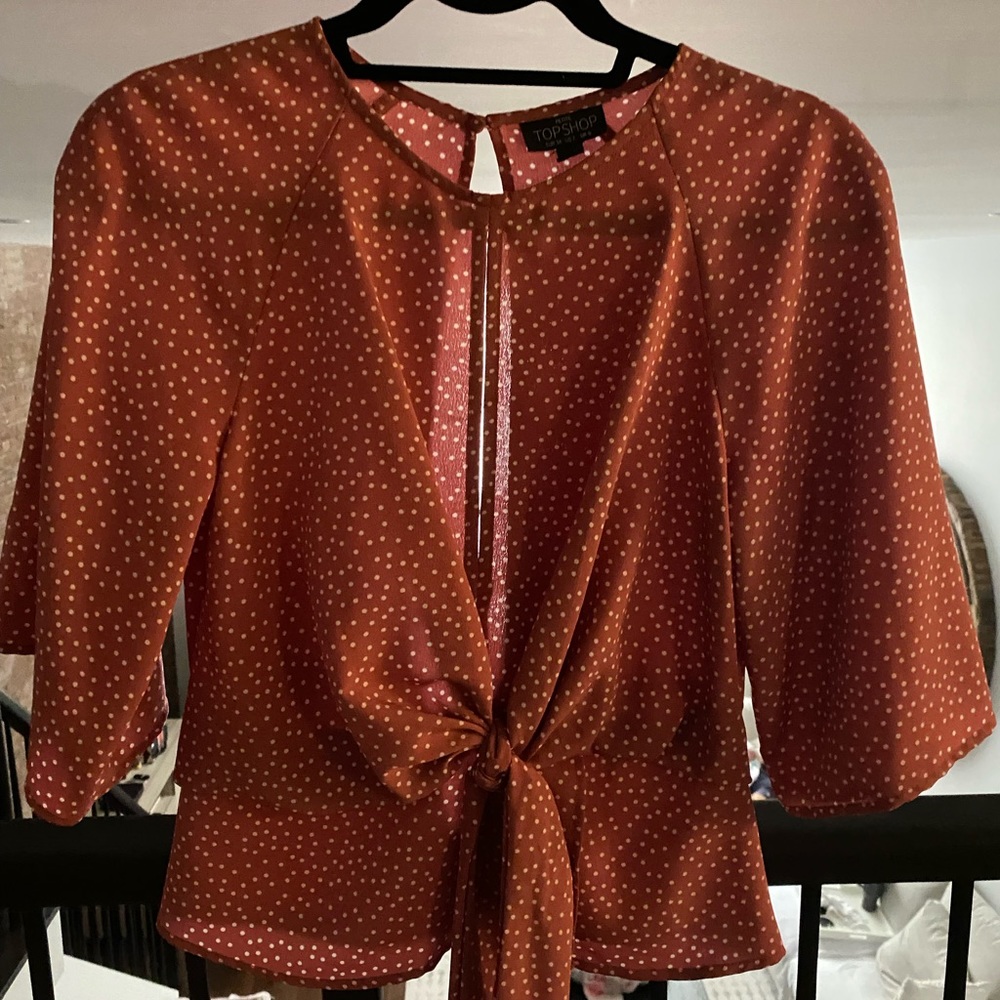 NWOT Topshop Pink Peplum Blouse